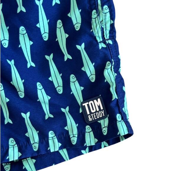 TOM & TEDDY Boys Navy Sardines Swim Trunks Size 5/6 - Picture 2 of 6